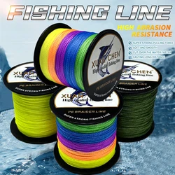Línea de pesca trenzada PE 4 hebras colorida para señuelo lubina carpa
