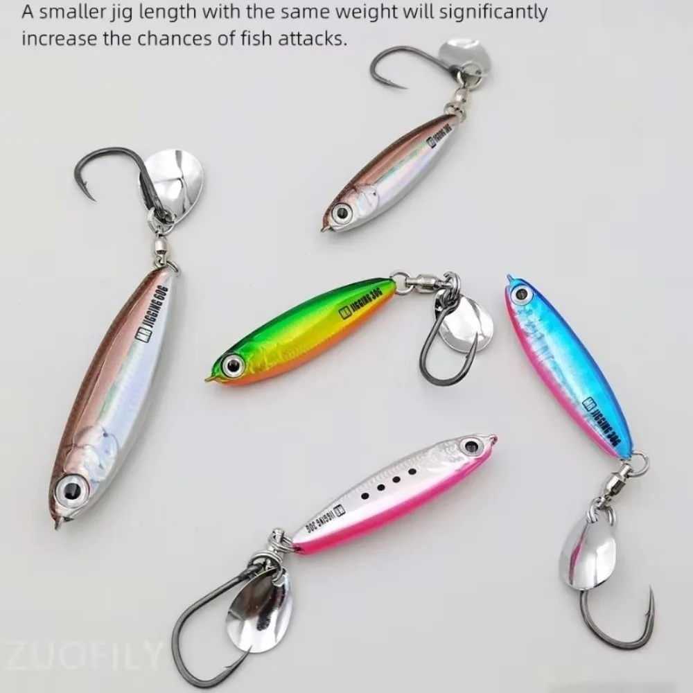 Placa de hierro regordeta corta, cebo, placa de hierro, diseño 3D, plantillas de Metal UV, revestimiento UV, cuchara giratoria, señuelo de caballa, 30g/40g/60g - imagen 5