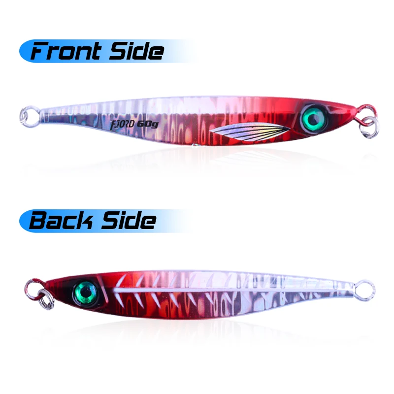FJORD 40g 60g 80g plantilla de Metal revestimiento UV brillo sardina deslizador Jigging Shore Casting señuelo de pesca de mar cebo de pesca falso señuelo que se hunde - imagen 5