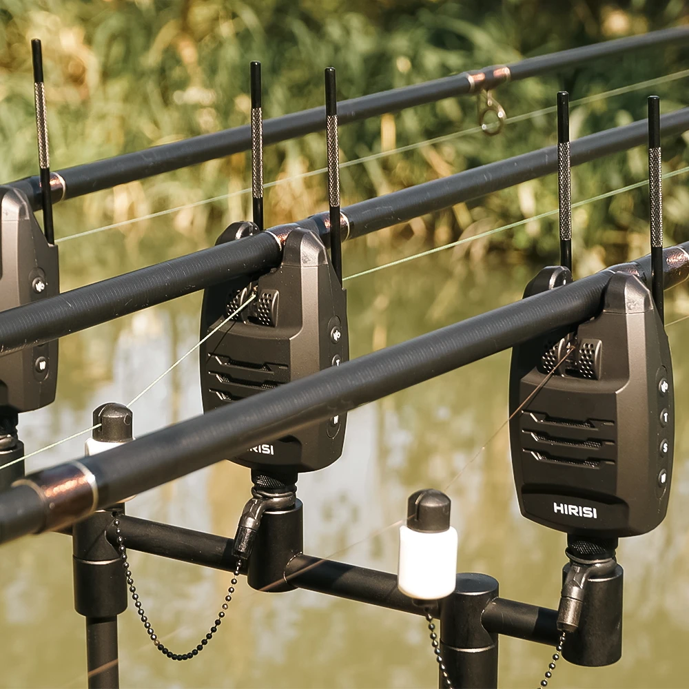 Hirisi-Juego de alarma de pesca de carpa inalámbrica, 1 + 3 juegos, indicador de alarma de mordedura impermeable, aparejos de pesca de carpa B1228, accesorios de pesca - imagen 2