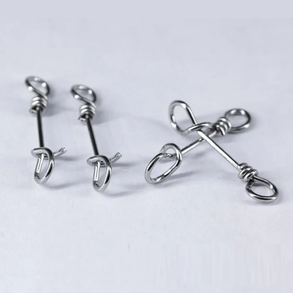 DNDYUJU 50 Uds. De acero inoxidable reforzado, bloqueo rápido, abrazadera de resorte, hebilla, señuelo, conector de aparejos de caída para accesorios de pesca - imagen 5