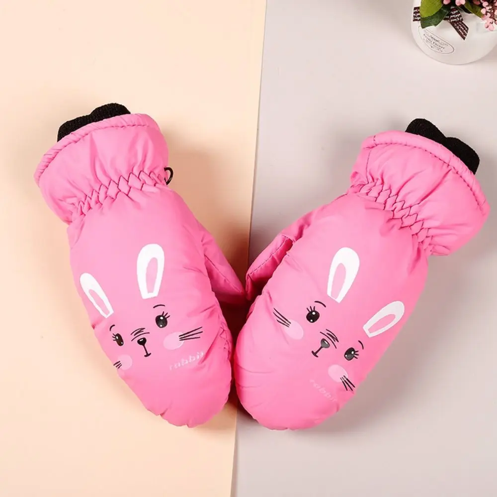 Lindas guantes rosas con diseños de conejito para niños