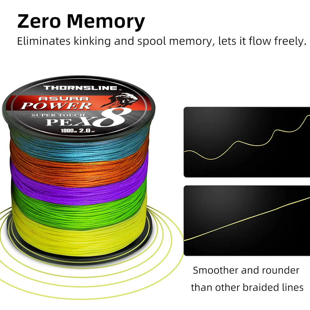 Thornsline-sedal de pesca trenzado de 8 hebras, 300m, 500m, 1000m, línea de pesca trenzada súper fuerte, multicolor, Japón, todo para peces y carpa - imagen 3