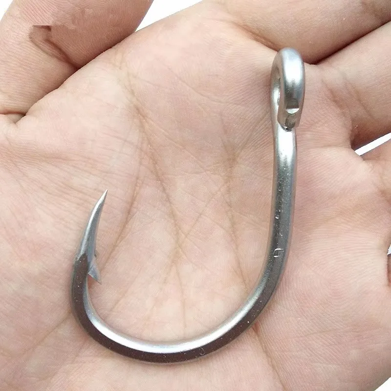 40 Uds 10884 anzuelos de pesca de acero inoxidable blanco fuerte gran juego pez atún cebo anzuelo tamaño 3/0 4/0 5/0 6/0 7/0 8/0 9/0 10/0 - imagen 2