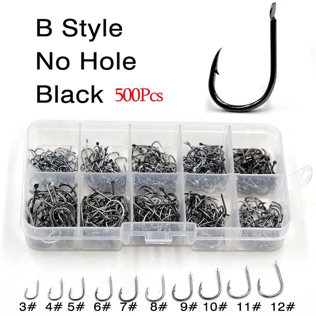 MNFT 500 Uds juego de anzuelos de pesca anzuelos de púas de acero rico en carbono para agua salada equipo de pesca de agua dulce accesorios de pesca - imagen 3