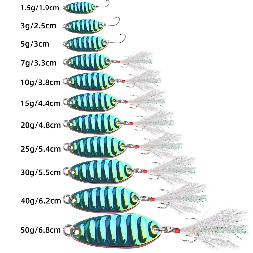 Señuelo de cuchara giratoria de Metal Premium, cebo duro duradero para aventuras de pesca al aire libre, accesorios de pesca artificiales, 10 piezas - imagen 2
