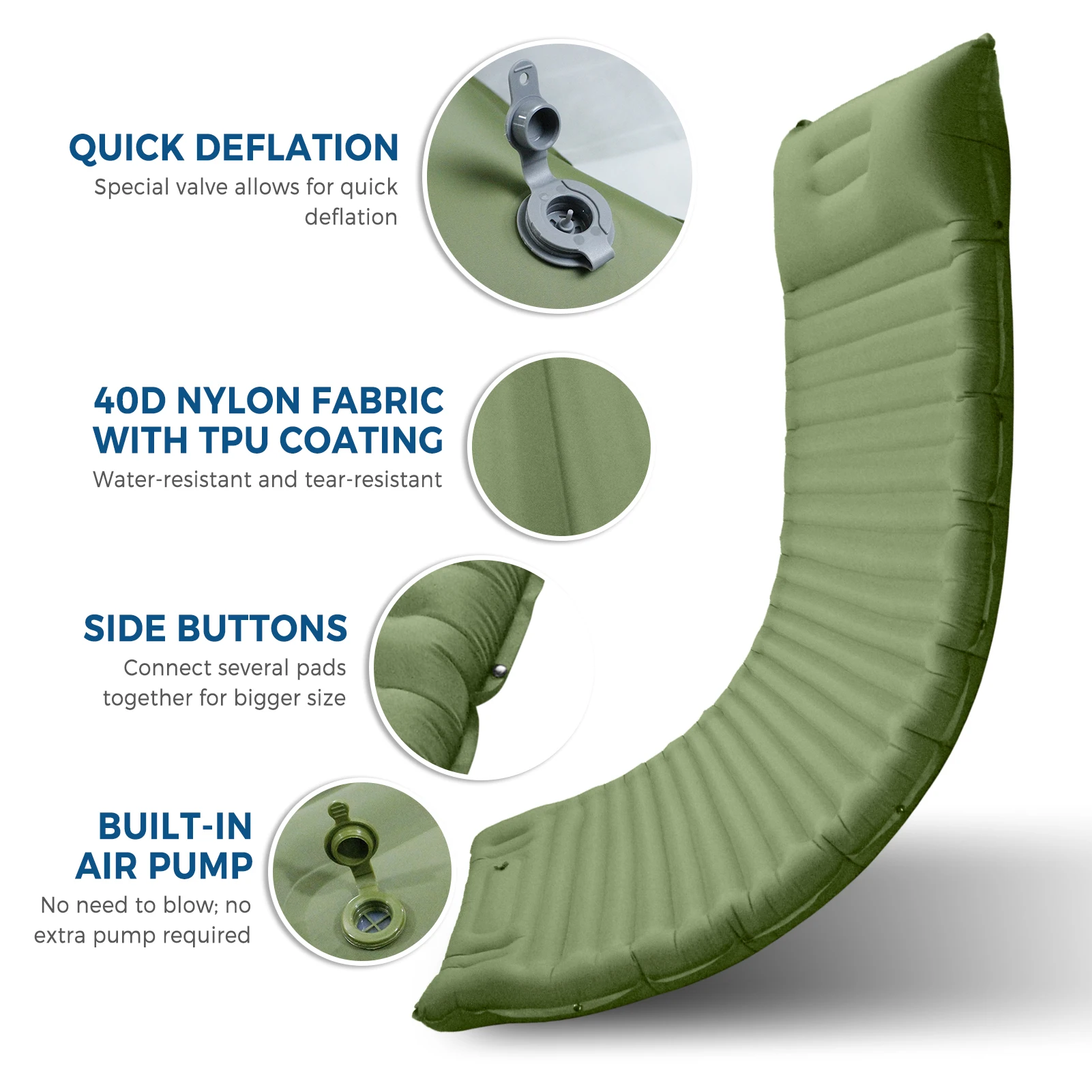 Colchoneta inflable para dormir, colchoneta Extra gruesa de 4 pulgadas, colchón de aire con bomba integrada, tienda de campaña para acampar, senderismo y viajar