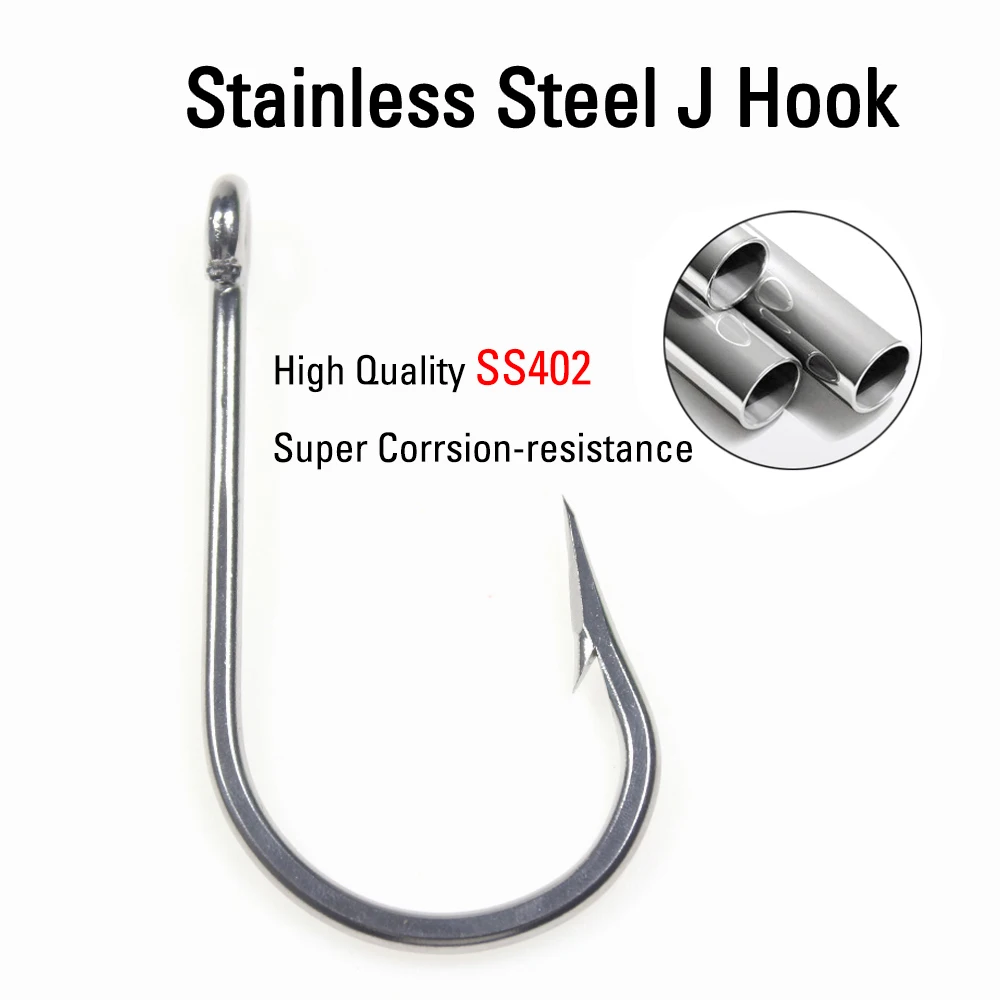 ICERIO-anzuelos de pesca grandes de acero inoxidable, anzuelos de pesca de atún para agua salada, tamaño 5/0-13/0 - imagen 2