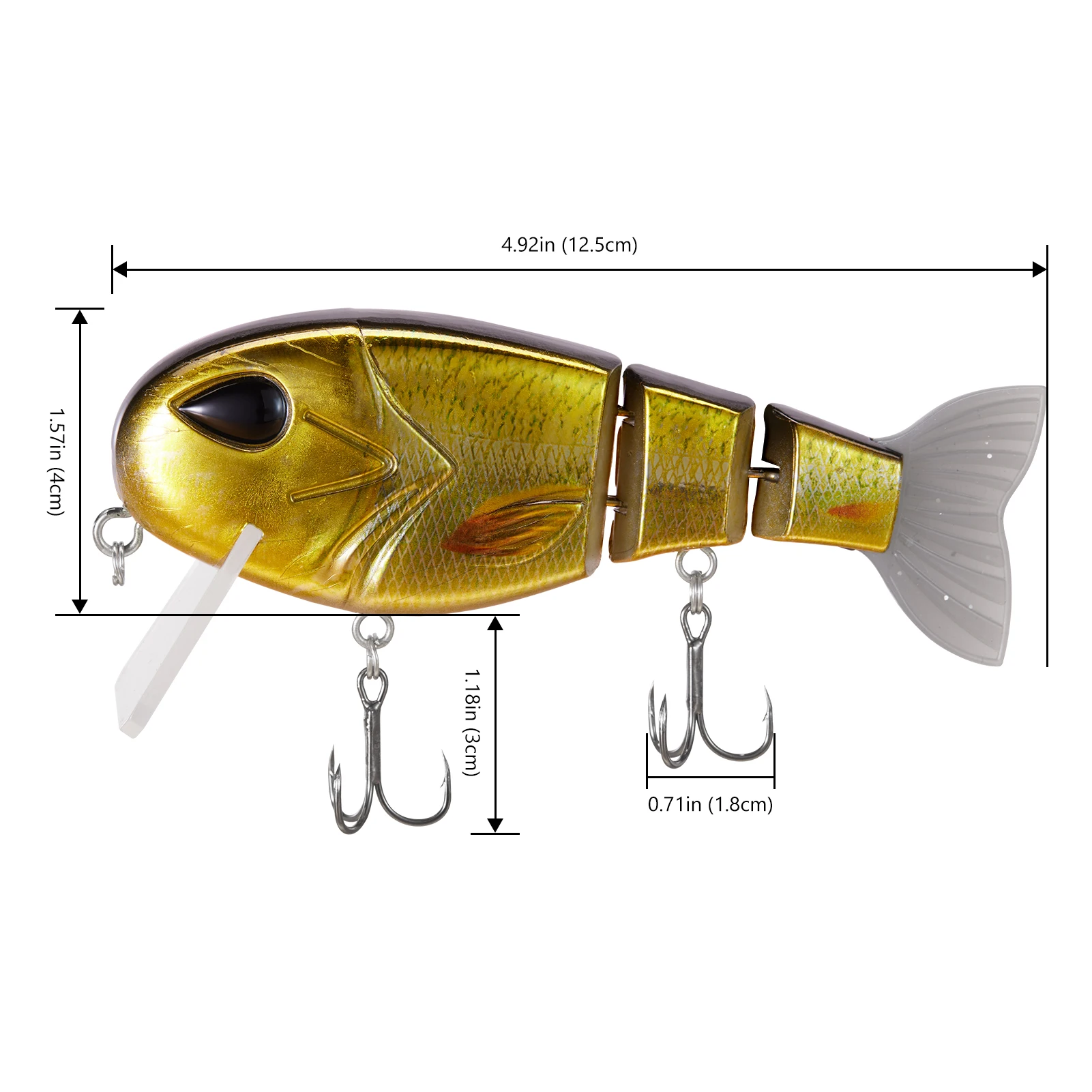 BASSDASH-Señuelos de Pesca de lubina, cebo flotante, Swimbait, subsuperficie articulada, agua dulce y salada, Crankbait, 12,5 cm, 50g - imagen 2