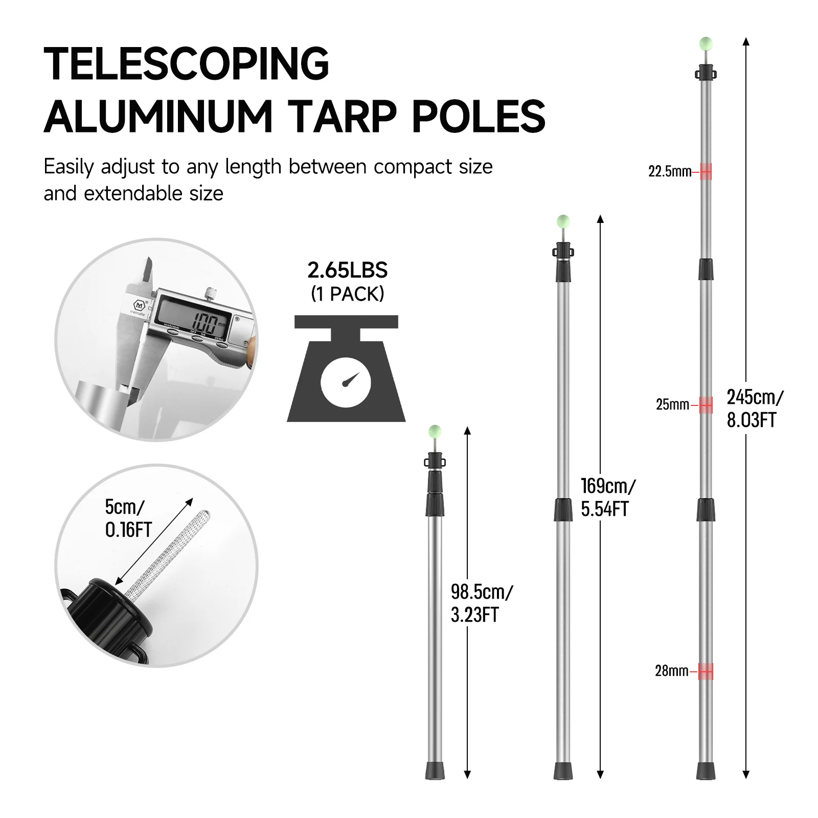 Postes telescópicos de aluminio SANLIKE para toldo y tienda - imagen 5