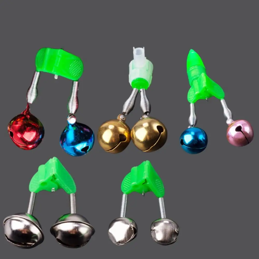 Campanas de alarma para pesca con clip verde y plateado