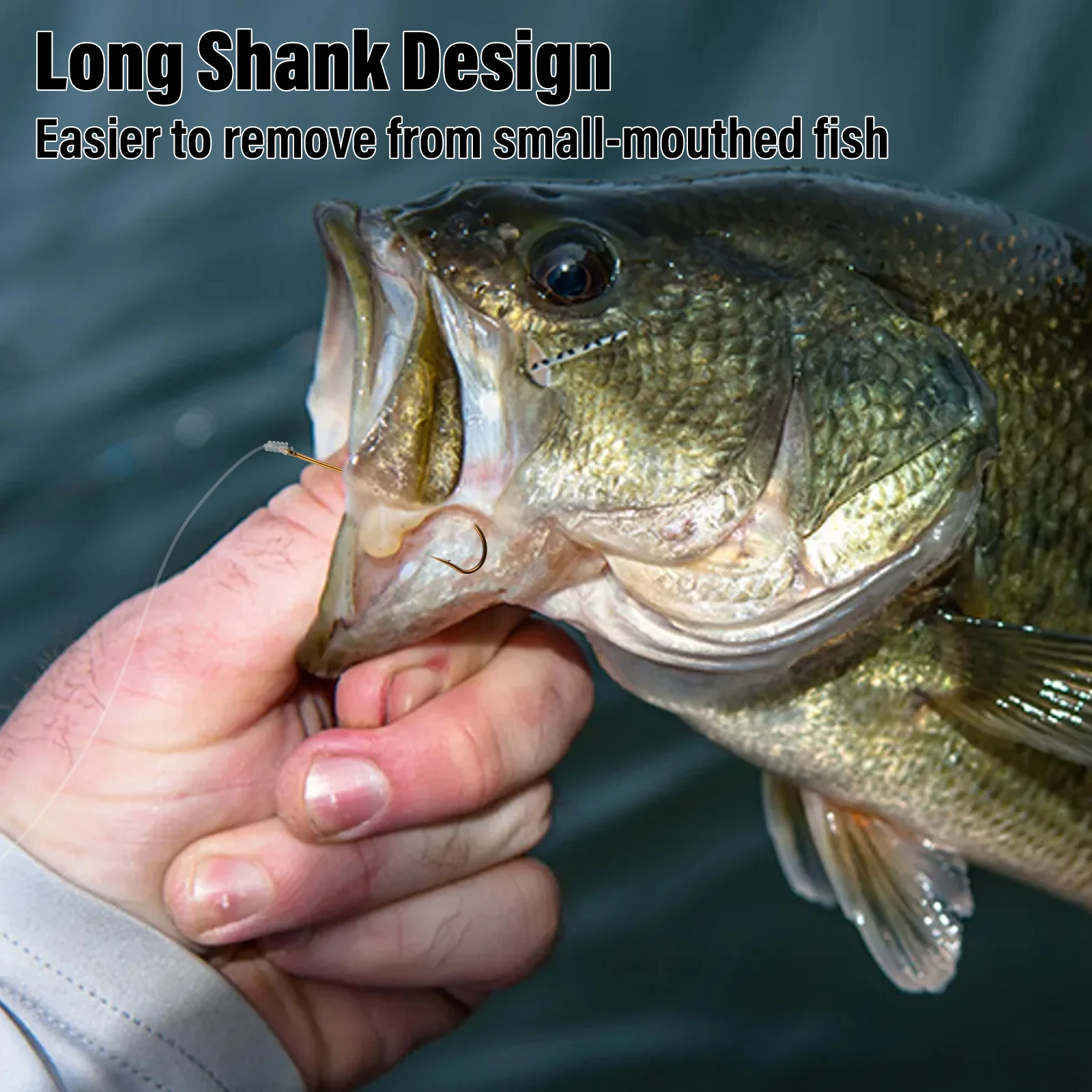 100 Uds anzuelo pequeño anzuelo de caña larga anzuelo de pesca Aberdeen anzuelo de gusano para cebo vivo de agua dulce Walleye trucha lubina bagre - imagen 5