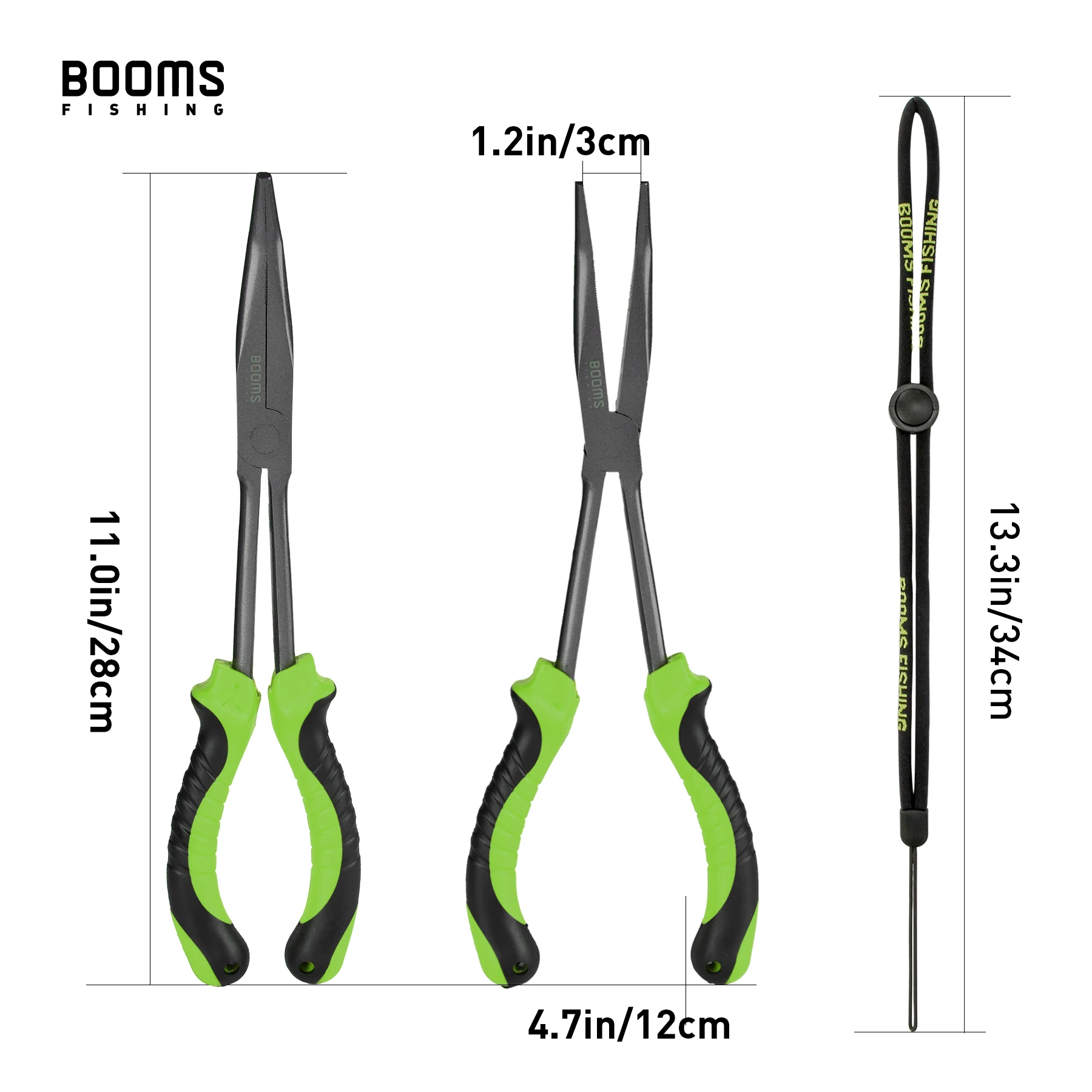 Booms Fishing-Alicates de pesca F05, removedor de anzuelos de nariz larga de 28cm con cordón colgante antipérdida, herramienta de aparejos de agua salada de acero al carbono - imagen 5