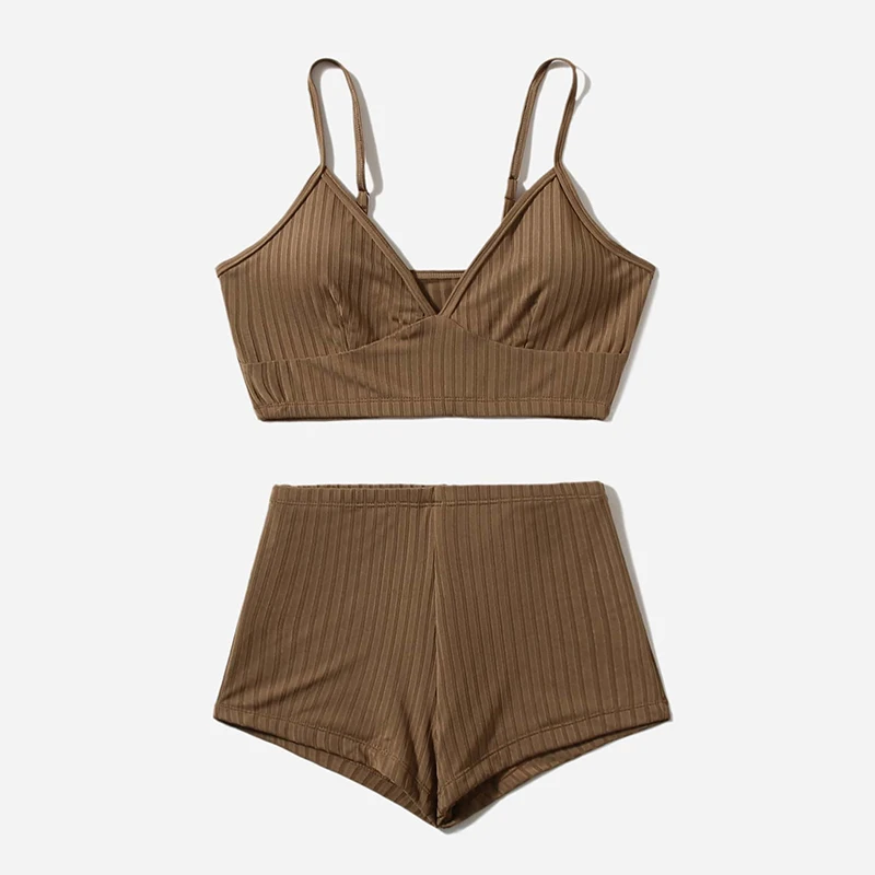 Bañador de dos piezas con cuello en V para mujer, conjunto de Bikini atlético con Push-Up, ropa de baño deportiva, Bóxer Sexy - imagen 5