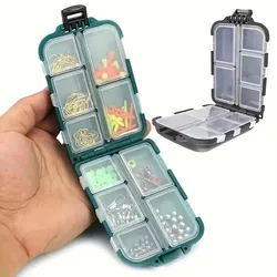 Caja de aparejos de pesca con 10 compartimentos, caja de almacenamiento para anzuelos y señuelos de pesca, organizador de herramientas y accesorios