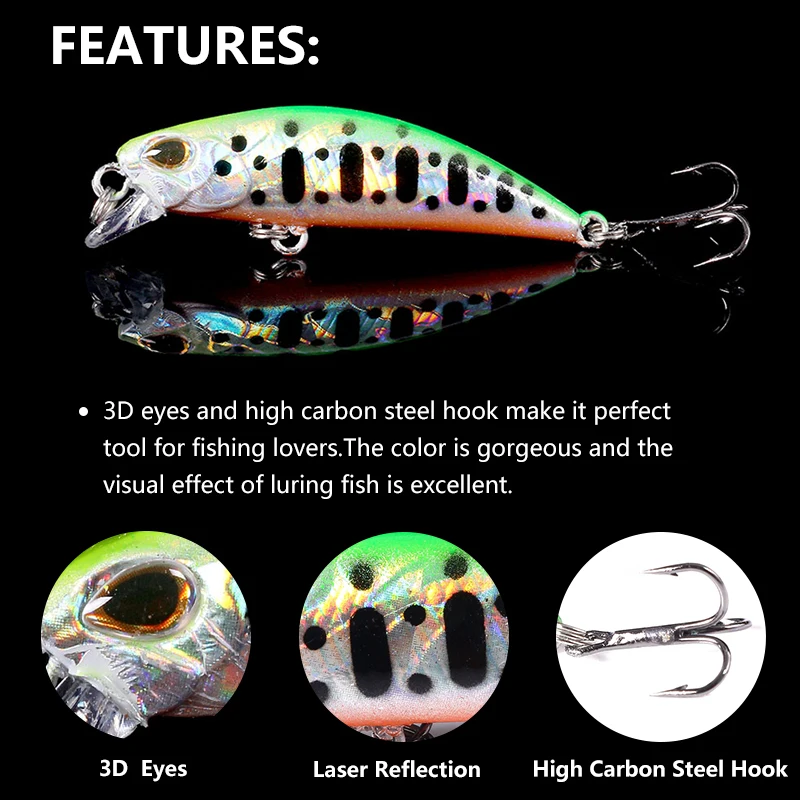 Jerkbait minnow hundido negro 5,8 cm 4,9 g