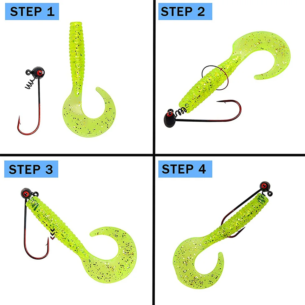 Shakey Head Jig anzuelos de pesca con cebo, tornillo de bloqueo, púas, gusano, 1/4oz, 1/8oz, 1/16oz, 22 piezas - imagen 4