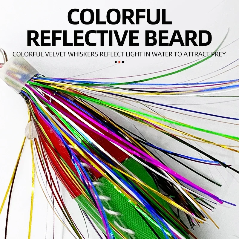 Rollo de tela con bigote luminoso, gancho de calamar, tela envolvente, gancho de paraguas de doble capa, señuelo biónico, anzuelo de calamar luminoso para pesca, 5 uds. - imagen 4