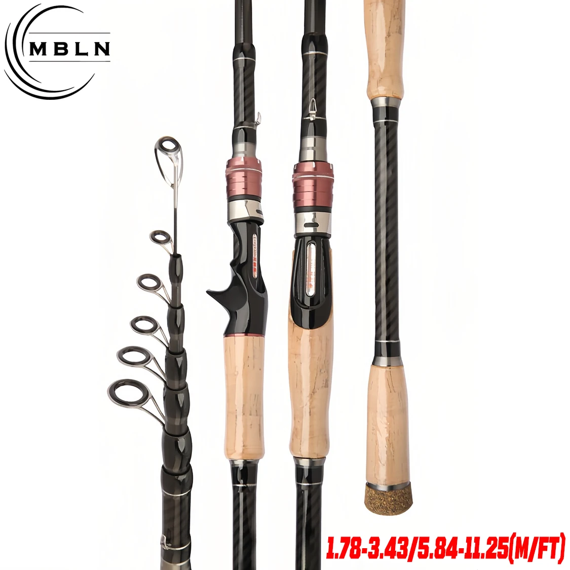 Caña spinning MBLN ML en carbono para lubina con señuelo