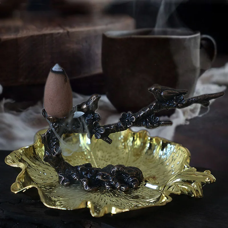 Quemador de incienso, quemador de Aroma, conos de loto creativos, soporte de incienso de reflujo, rama de ciruelo, decoración del hogar - imagen 5
