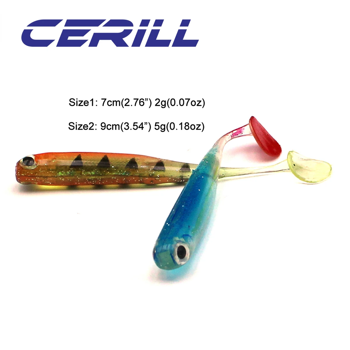 Ceril-señuelo de pesca brillante Artificial, 5 piezas, 9cm, 7cm, diseño de cola de paleta, inserción de papel de aluminio para trucha, aparejos Swimbait - imagen 2