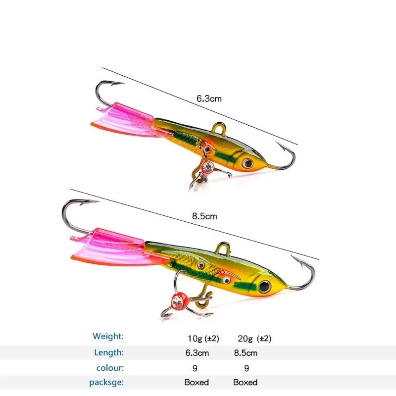 FTK 10g 20g equilibrio de señuelo de pesca de invierno ojos 3D plantilla de Metal hielo duro cebo Artificial hundimiento Minnow Swimbait Wobblers Pike - imagen 4