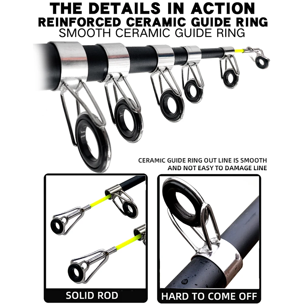 Caña de pescar telescópica de fibra de carbono, caña giratoria portátil de 2,1 M, 2,4 M, 2,7 M, 3,0 M, 3,6 M - imagen 3