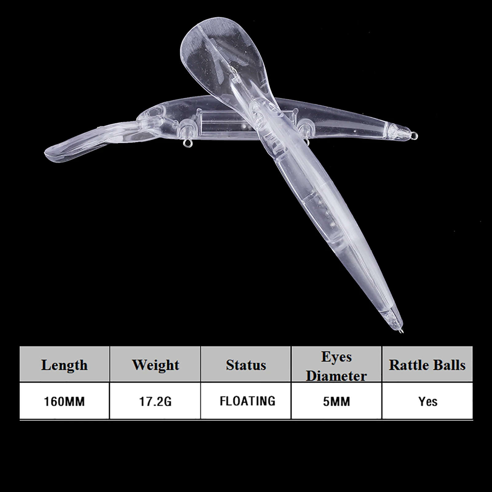 Chan'sHuang 20 piezas cebo en blanco sin pintar 160mm 17,2g pala de aguas profundas buzo Minnow DIY hecho a mano señuelo de pesca Artificial aparejos - imagen 3