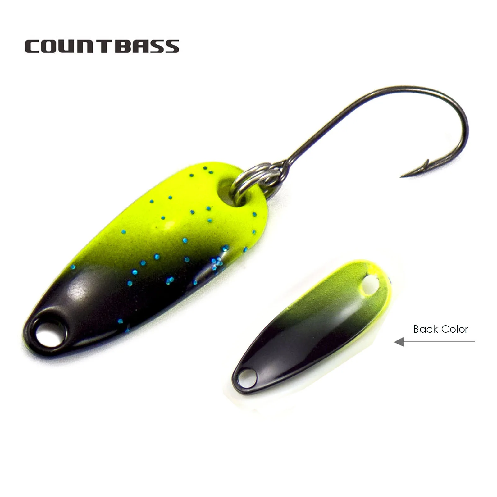 Countbass 6 uds cuchara de fundición 28,2x10,2mm, 2,7g 3/32oz con un solo gancho coreano, señuelos de pesca de lubina, trucha y salmón - imagen 3