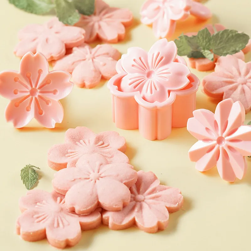 5 unids/set Sakura galletas molde flor de cerezo rosa galleta molde para fondant galletas de arándano forma de flor prensa flor cortadores para hornear - imagen 4
