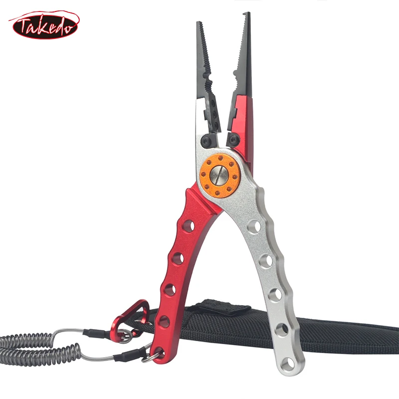 TAKEDO-manga de pesca multifunción de acero inoxidable, alicates de pesca de aleación de aluminio, herramienta de pesca, tijeras, removedor de anzuelos - imagen 4