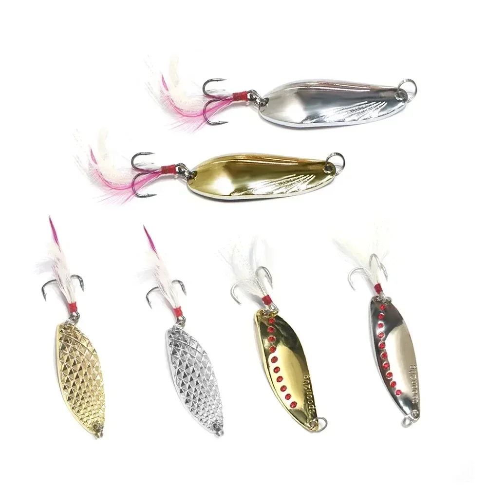 Señuelos de pesca de Metal, 5g-25g, Wobbler Spinner, cebo, cuchara, lubina Artificial, lentejuelas duras, Paillette, gancho de acero metálico, 1 Uds. - imagen 5