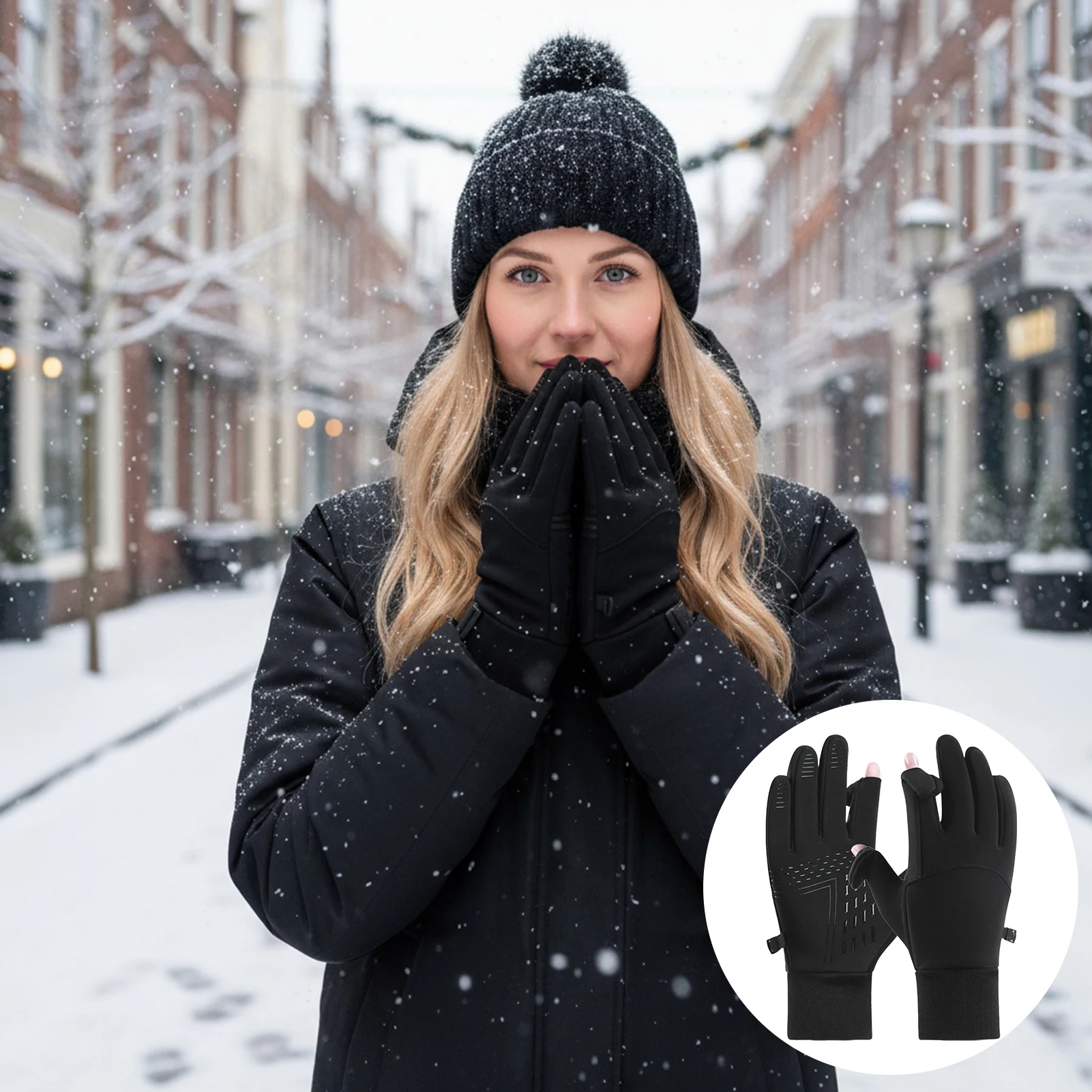 Guantes de esquí al aire libre para hombres y mujeres, manoplas de invierno con dedos completos para pantalla táctil, ciclismo, pesca, esquí, Camping, guantes cálidos, 1 par - imagen 5