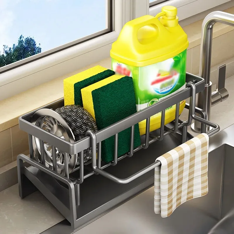 Estante de esponja multifuncional, escurridor para fregadero de cocina, paño de mesa, detergente para lavar platos - imagen 5