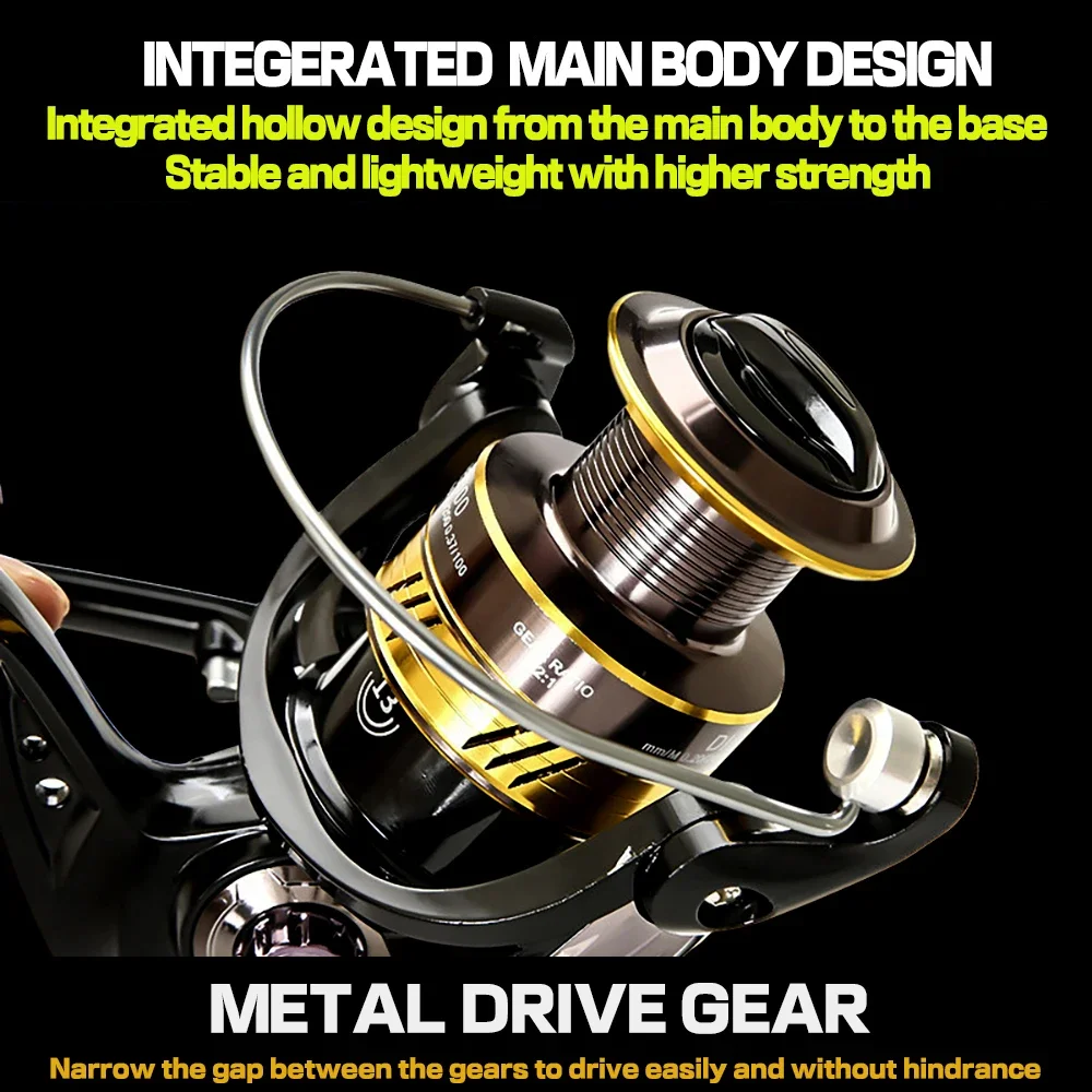 DH carretes giratorios para pesca de agua dulce y salada, bobina de Metal ultraligera, suave y resistente, alta velocidad, arrastre máximo de 8KG - imagen 4