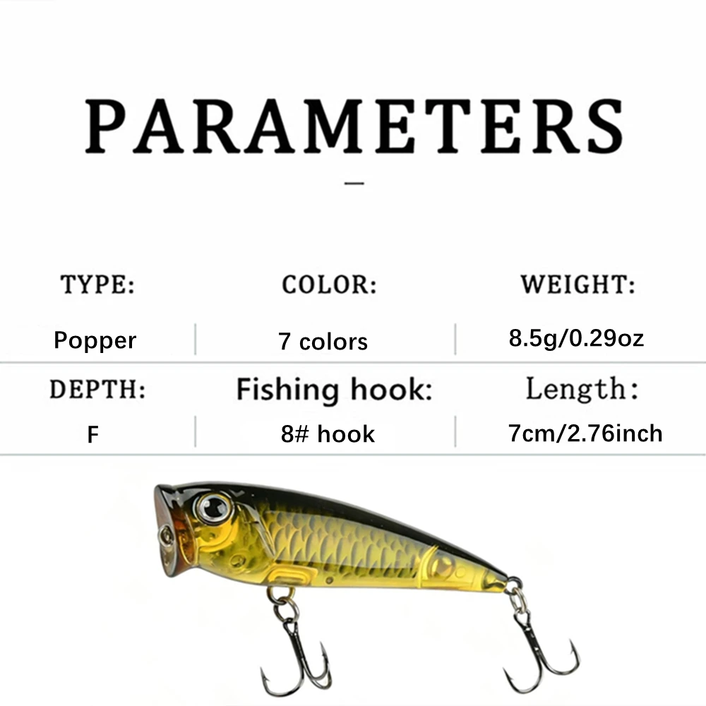 Señuelo de Pesca Popper Wobblers 8cm 11,6g flotante Isca cebo duro Artificial Crankbait Bass Pike Pesca Japón aparejos de Pesca de carpa - imagen 3