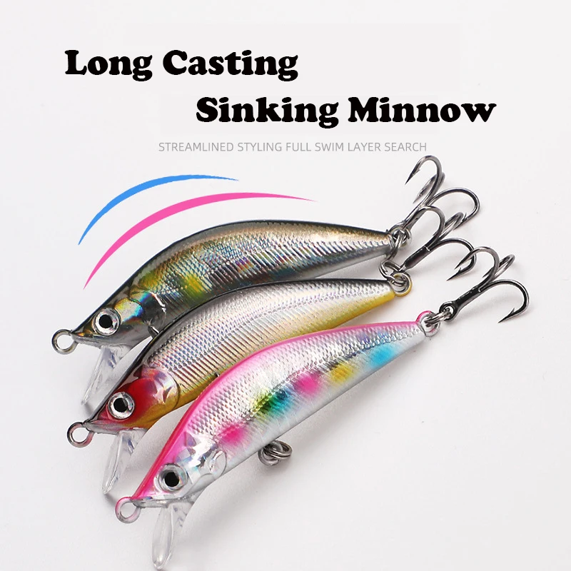 Testar-cebo de pececillo hundido, 55mm, 5g, Jerkbait de fundición larga, Wobblers, Mirco Minnow River Stream para lubina, trucha, Señuelos de Pesca - imagen 3