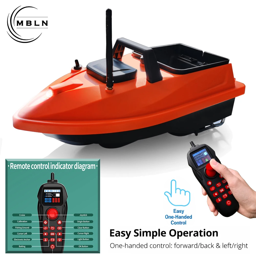 MBLN Mini Bait Boat GPS – 24 puntos de vía, navegación Beidou/GPS, retorno automático, control de crucero, motor dual silencioso, sensor de temperatura del agua - imagen 4