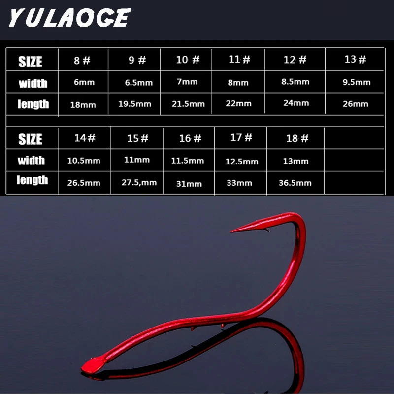 20 unids/bolsa anzuelos de pesca rojos con púas de doble vástago gancho de soporte de cebo para pesca con cebo vivo para pesca en la playa anzuelo con cebo vivo - imagen 3