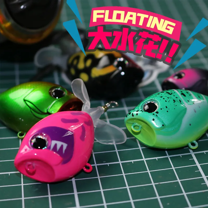 Señuelo de pesca Popper Topwater, 6g, 5cm, Whopper Plopper, cebo duro de plástico, Swimbait con cola suave giratoria para Lucio, 1 ud. - imagen 4