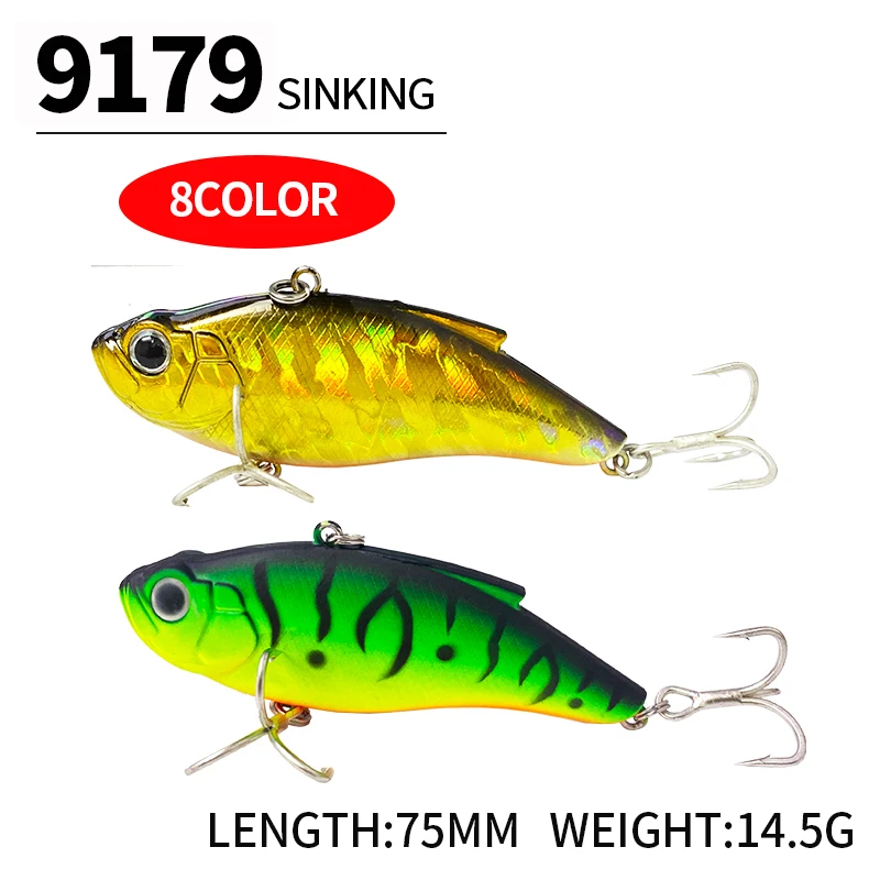 Vibración sin labios Crankbaits pesca 75mm 14,5g marea agua salada Trolling cebo duro Artificial hundimiento Vib Señuelos de Pesca equipo - imagen 2