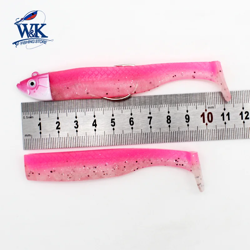 Juego de cebo súper suave en M09 Weedless Minnow 14g JIG Head 9cm, señuelo de pesca para lubina Zander, Shad Black Minnow Action - imagen 3