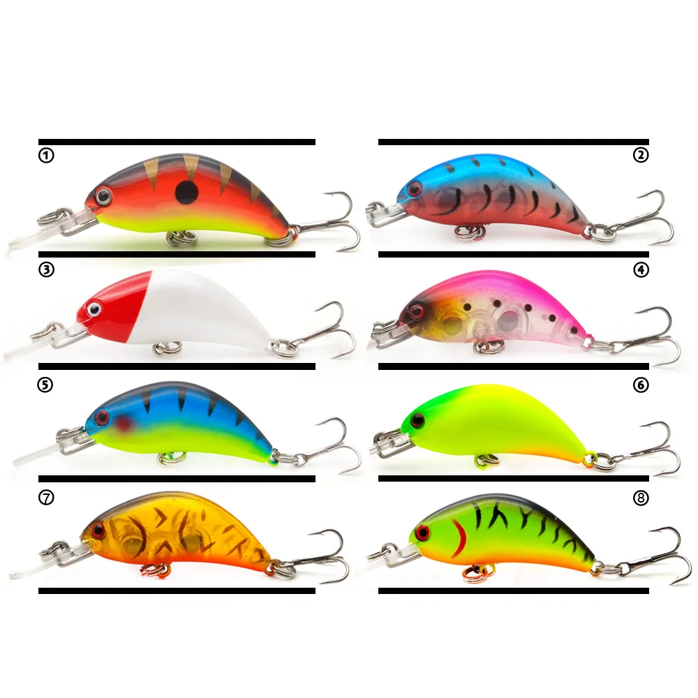 WaterBoy-señuelo de pesca Mini manivela Minnow, 4cm, 1,6 pulgadas, 3,4g, 0,1 oz, Wobbler realista, natación y cebo Artificial clásico colorido - imagen 5