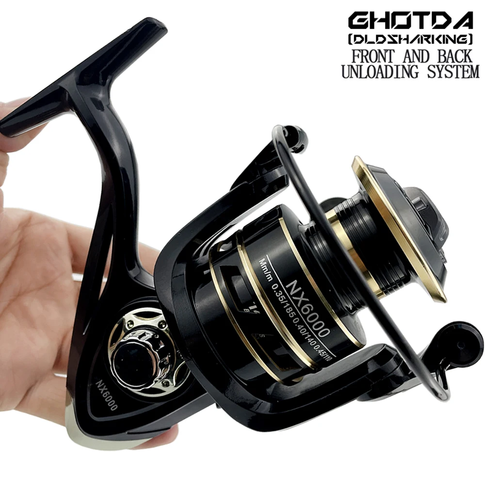 Carrete de Metal de alta calidad para agua salada 5,2: 1/4, 7:1, carrete de pesca giratorio 2000-7000, rueda de agua salada, accesorios de pesca, carrete de carpa