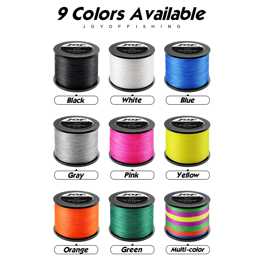 JOF-Hilo de pesca de 4 hebras, multifilamento de 300M, PE, 10LB-82LB, Tecnología japonesa fuerte, naranja, 9 colores, pesca duradera - imagen 5