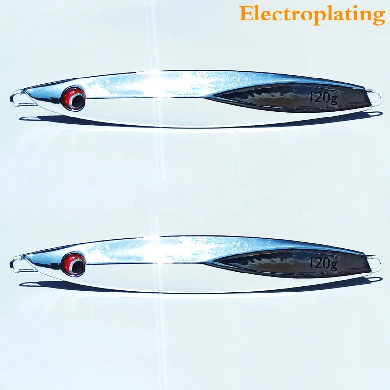 Señuelo de plantilla de Metal plateado chapado, aparejos de lubina de agua salada, cebo de pesca de mar, 1 ud., 80g100g120g150g - imagen 4