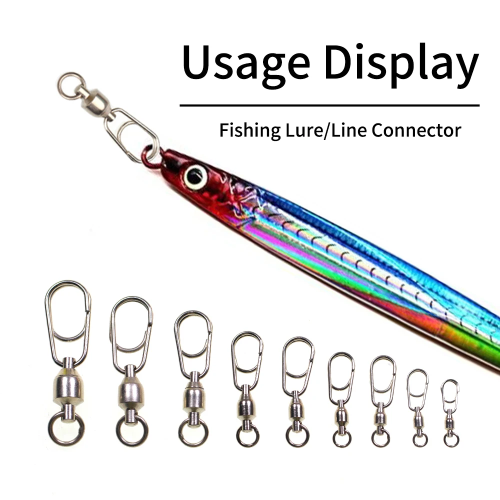 10 piezas/20 piezas # 0 - # 8 rodamientos giratorios con conector de señuelo de anzuelo a presión de acero inoxidable accesorios de pesca de agua salada - imagen 5