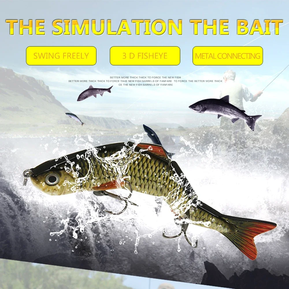 Señuelo de pesca de mar grande Artificial, 4 segmentos, 25cm, 145g, para juego de peces enormes, cebo duro que se hunde con 3/0 #   Anzuelos triples Pesca - imagen 3