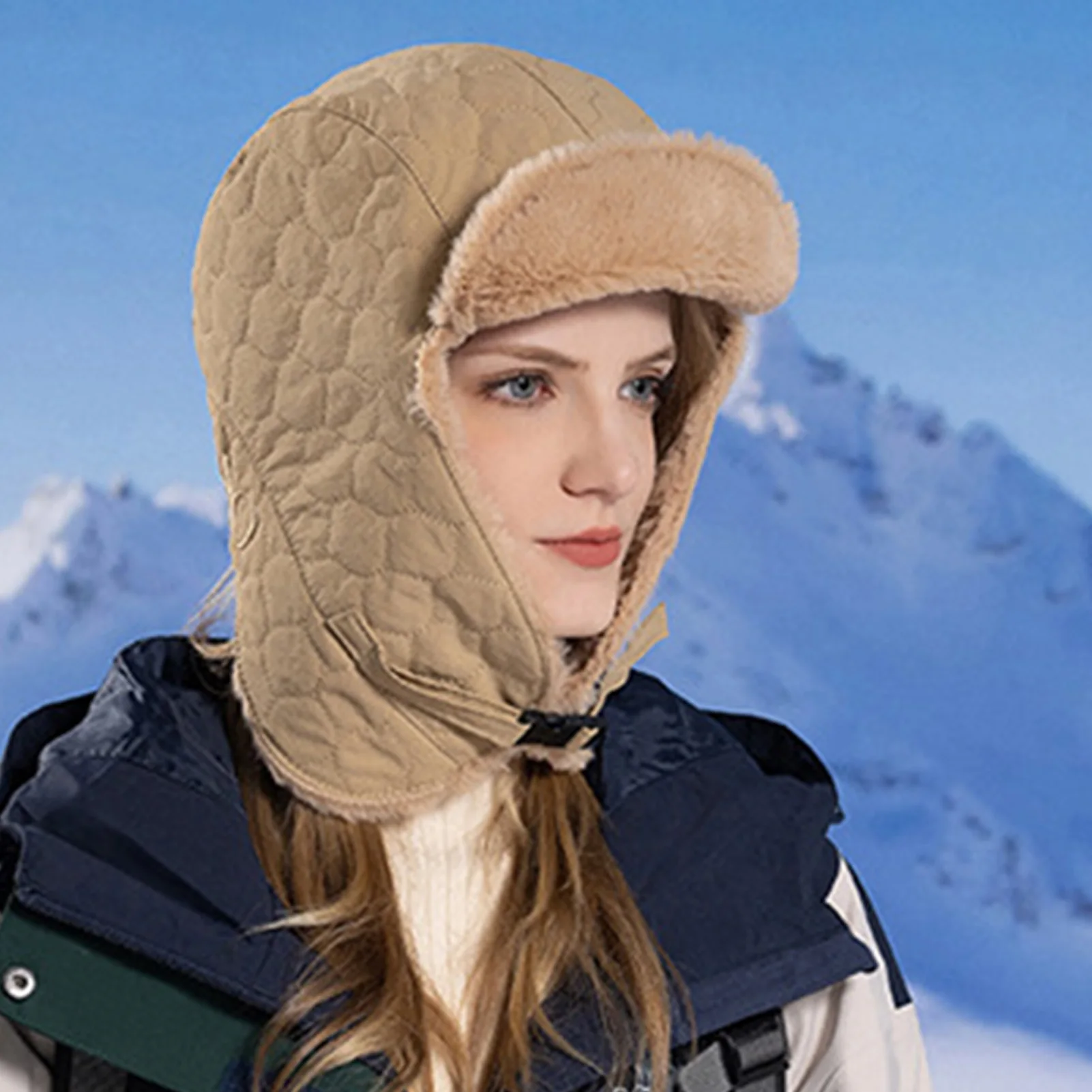 Gorro de felpa grueso de invierno para hombres y mujeres, gorro suave y cómodo a prueba de viento con orejera para ciclismo, pesca, viajes, gorros cálidos 2025 - imagen 5