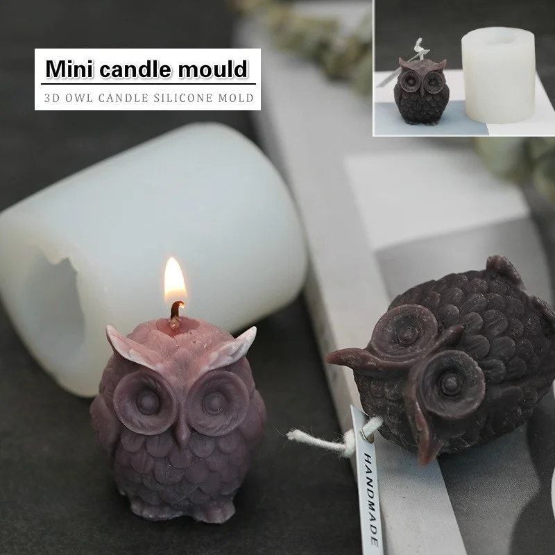 Molde de vela de búho 3D, molde de silicona para fabricación de velas, moldes de resina hechos a mano DIY para molde de cera de yeso